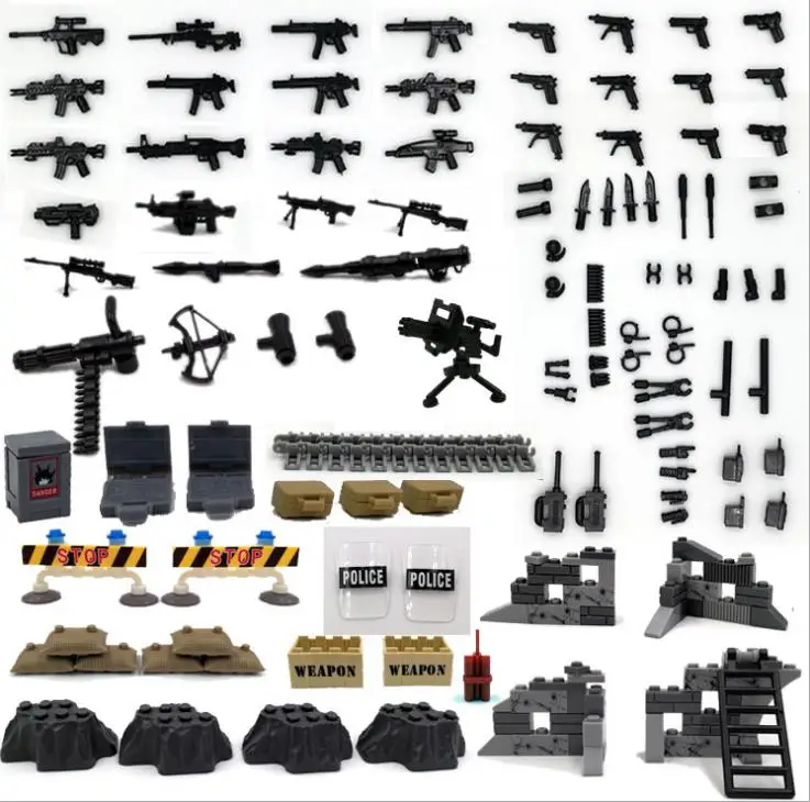 

Military Weapon Baseplates Base Series Building Blocks Brick Toys For Kids City SWAT Police GunS Pack Army WW2 Accessories