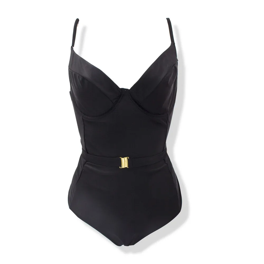 Женский слитный купальник с открытой спиной принтом