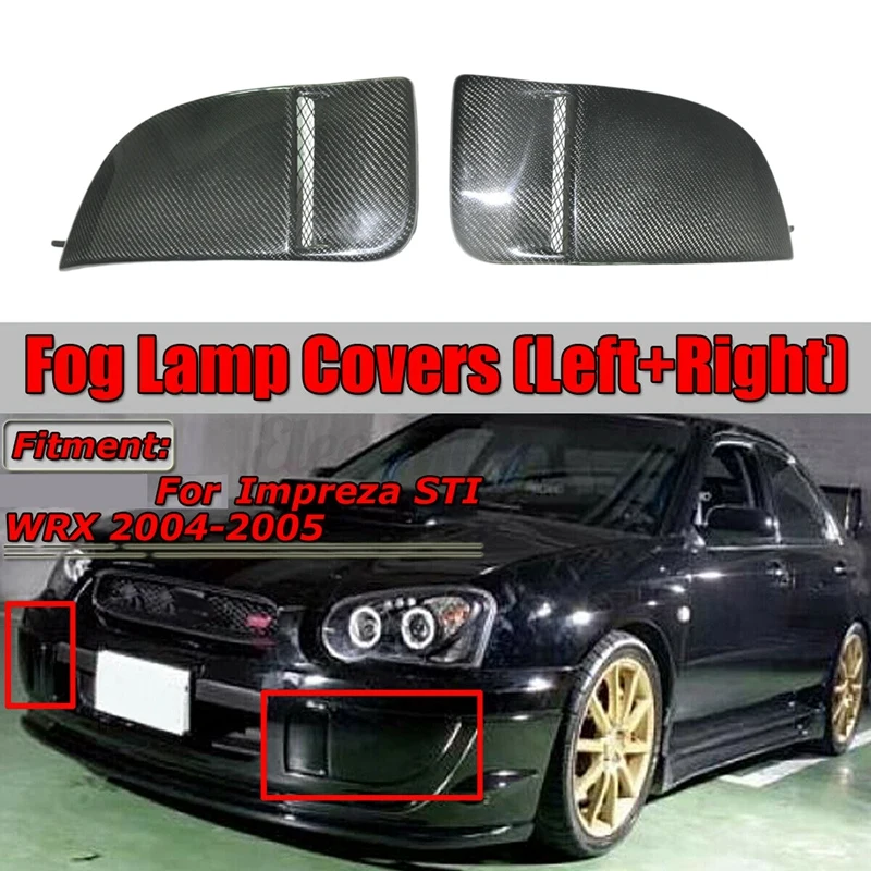 Car Carbon Fiber Fog Light Bumper Bezel Cover Caps for Subaru Impreza WRX STi 04-05