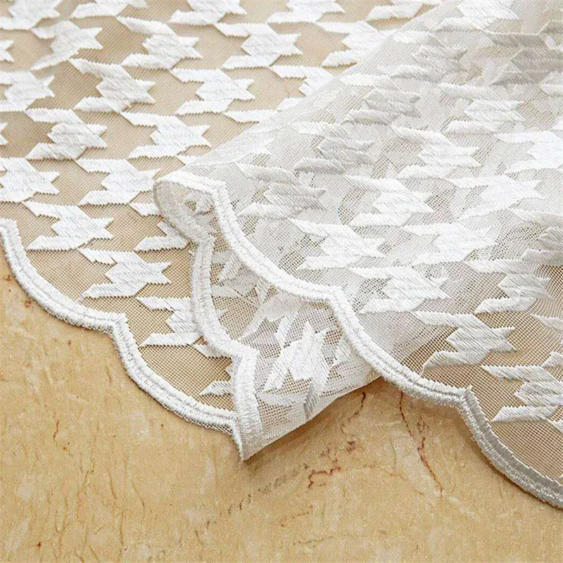 Современные белые тюлевые занавески с вышивкой гусиные лапки прозрачные