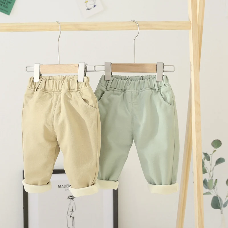 Повседневные зимние штаны из плотного бархата для маленьких девочек и мальчиков