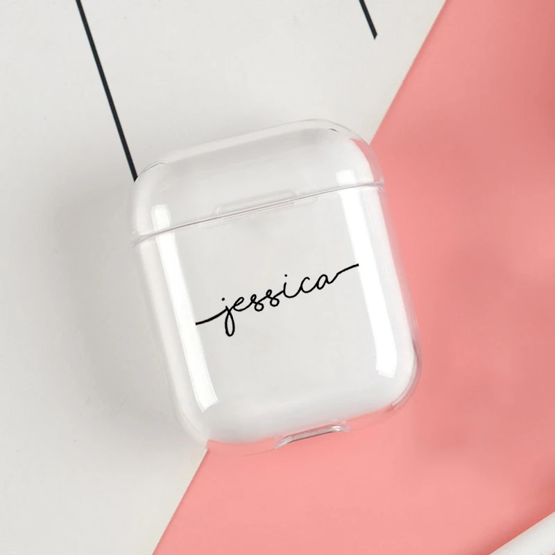 

Personalized Cursive Signature name Initials Soft TPU Case For Apple Airpods 1/2 Cases Bluetooth Wireless Earphone Cover