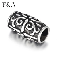 2pcs stainless steel tube beads viking big large hole 8mm slider charms diy men leather cord bracelet making jewelry accessories