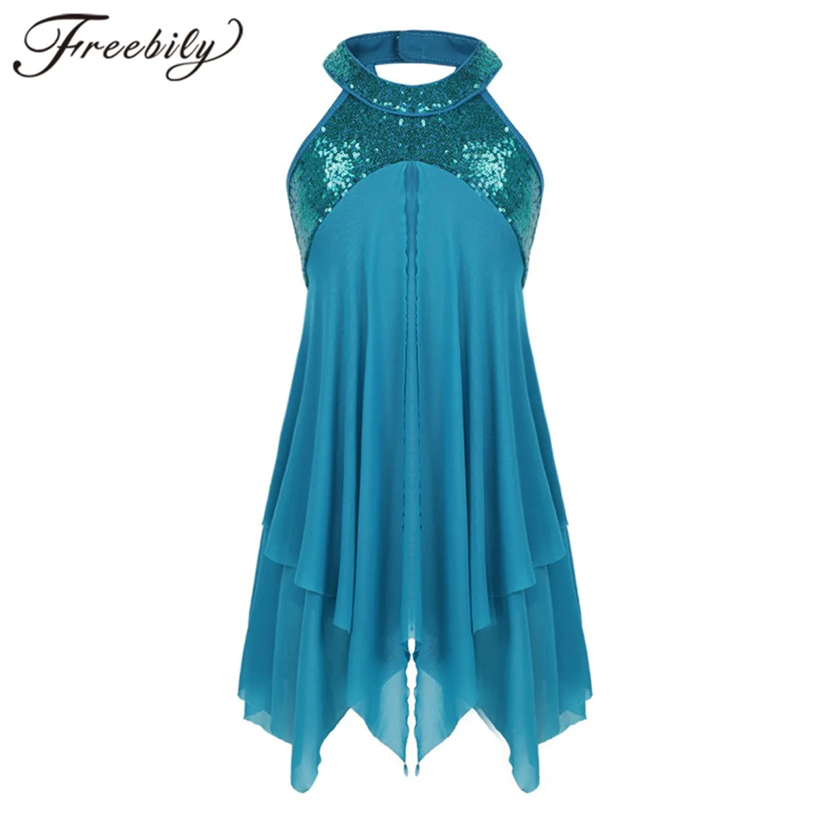 Ballet Dress Kids Girls Sequins Gymnastics Leotard Modern Ballroom Lyrical Dance Costume Dancing Children Figure Skating Dress