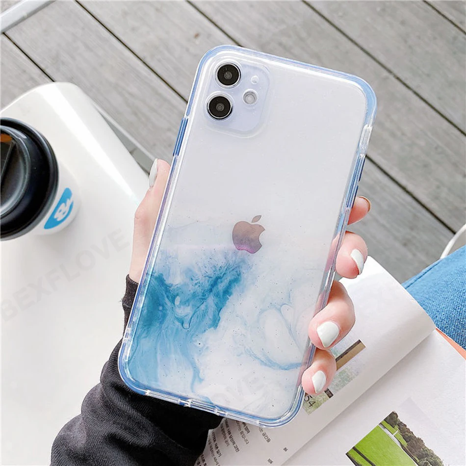 

Gradient Rainbow Color Phone Case for iPhone 12 Silicone Cover Case High Quality tpu Half-Clear Cover for iPhone 12 Pro Coque
