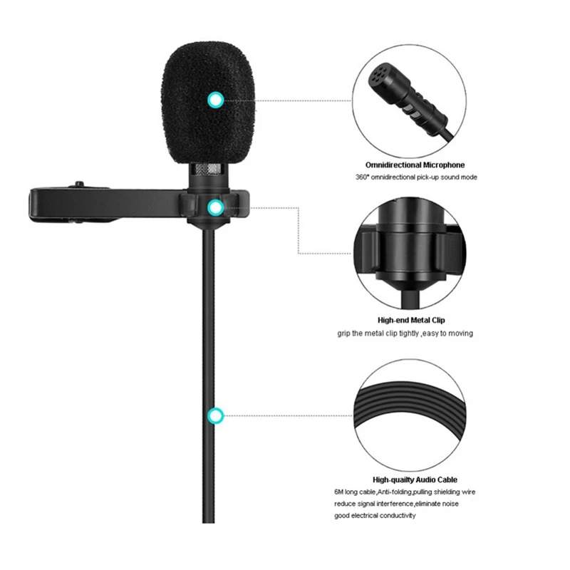 Lavalier микрофон клип отворот для смартфонов Iphone Nikon Canon камера видеокамера 3 5 мм Jack