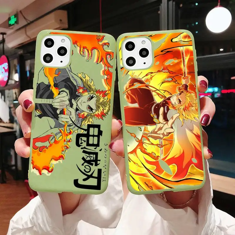 

Demon Slayer Kyojuro Rengoku anime Phone Case Candy Color for iPhone 11 12 mini pro XS MAX 8 7 6 6S Plus X 5S SE 2020 XR