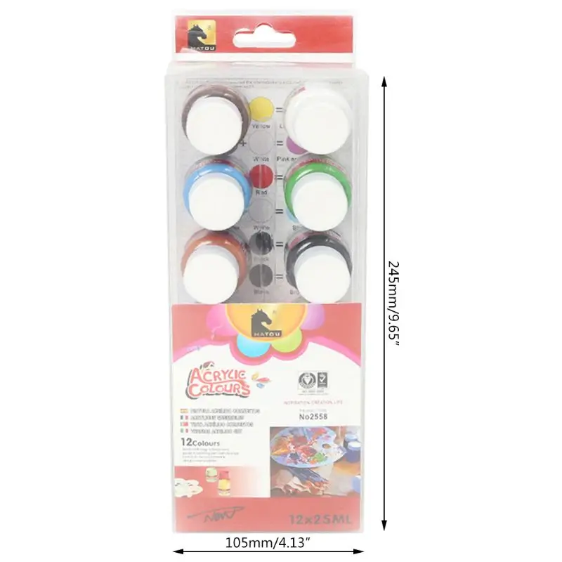 

Acrylic Paint Set 12 Colors Art Supplies for Crafts Non Toxic Vibrant Colors R9JA