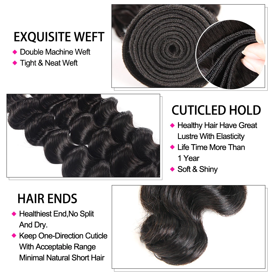 Свободные бразильские пучки волос с закрытием 6x6 предварительно сорванные Remy