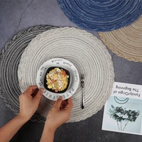 chinese style nordic ramie cotton yarn table mat insulation pad home western place mat anti scalding round plate bowl mat