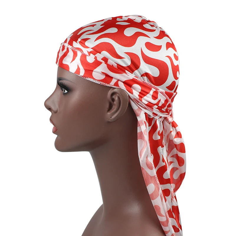 Бандана с принтом Fire Silky Durag шляпа тюрбан| |