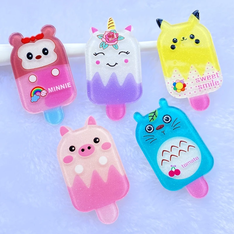 

5/10Pcs Acrylic Lovely Mixed Shiny animal popsicle Flatback Cabochon Scrapbook Kawaii DIY Embellishments Accessories E14