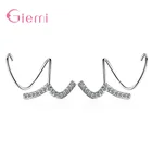 Новые модные серьги-Клипсы из стерлингового серебра S925 пробы с блестящими кристаллами для женщин и девушек, вечерние ювелирные изделия для влюбленных, оптовая продажа