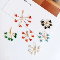 wire leaves resin plastic beads diy material earring accessories pendant necklace eardrop charms jewelry component 6pcs