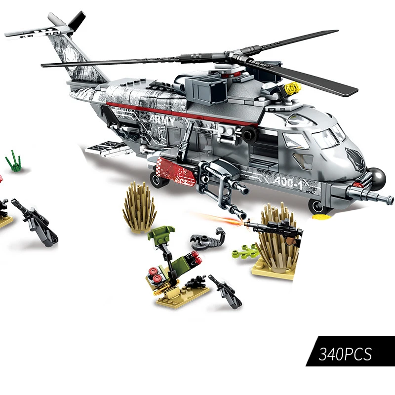

Military Police Combat Aircraft Truck Gun Battle Combination Transformer Boy Building Blocks Enlightenment Education Toy Gift