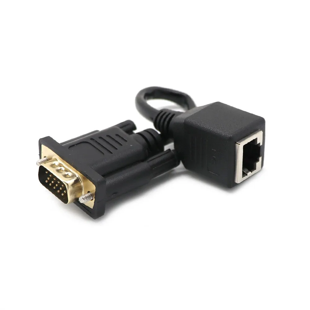 VGA Extender Male To Lan Cat5 Cat5e RJ45 Ethernet Female Adapter Cable Computer/HDTV/Laptop/Projector in audio video Black | Электроника