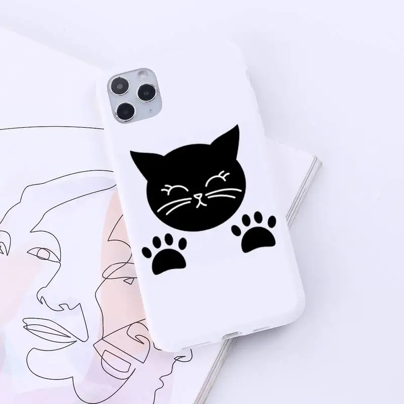 

Cute cat scratching Phone Case White Candy Color for iPhone 6 7 8 11 12 s mini pro X XS XR MAX Plus