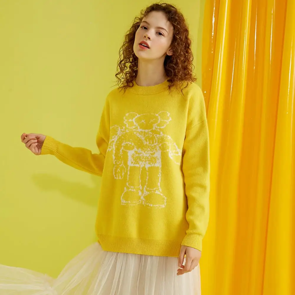 Женский Повседневный пуловер UNIFREE Свободный с круглым вырезом и длинными