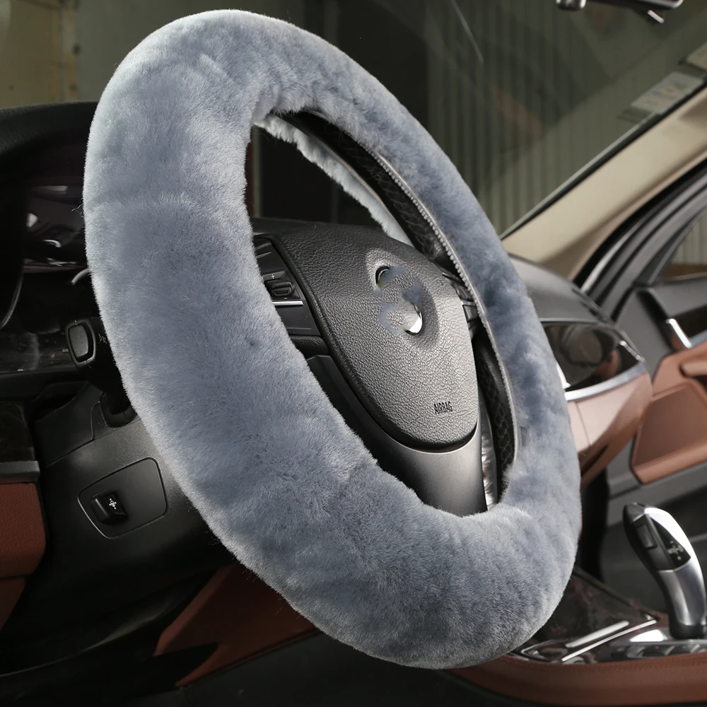 OGLAND Authentic Sheepskin Car Styling steering wheel covers for Australia Merino Wool Natural Fur leather Universal Auto Parts