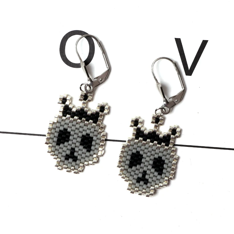 

Серьги Fairywoo женские в виде черепа Миюки, с бисером, в винтажном стиле