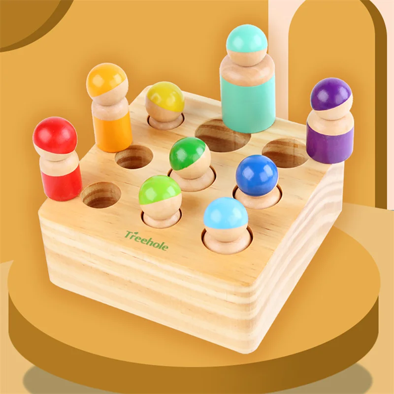 

New Wooden Montessori Toy Building Blocks Early Learning Educational Toys Color Shape Match Kids Toy For Boys Girl 2Y+