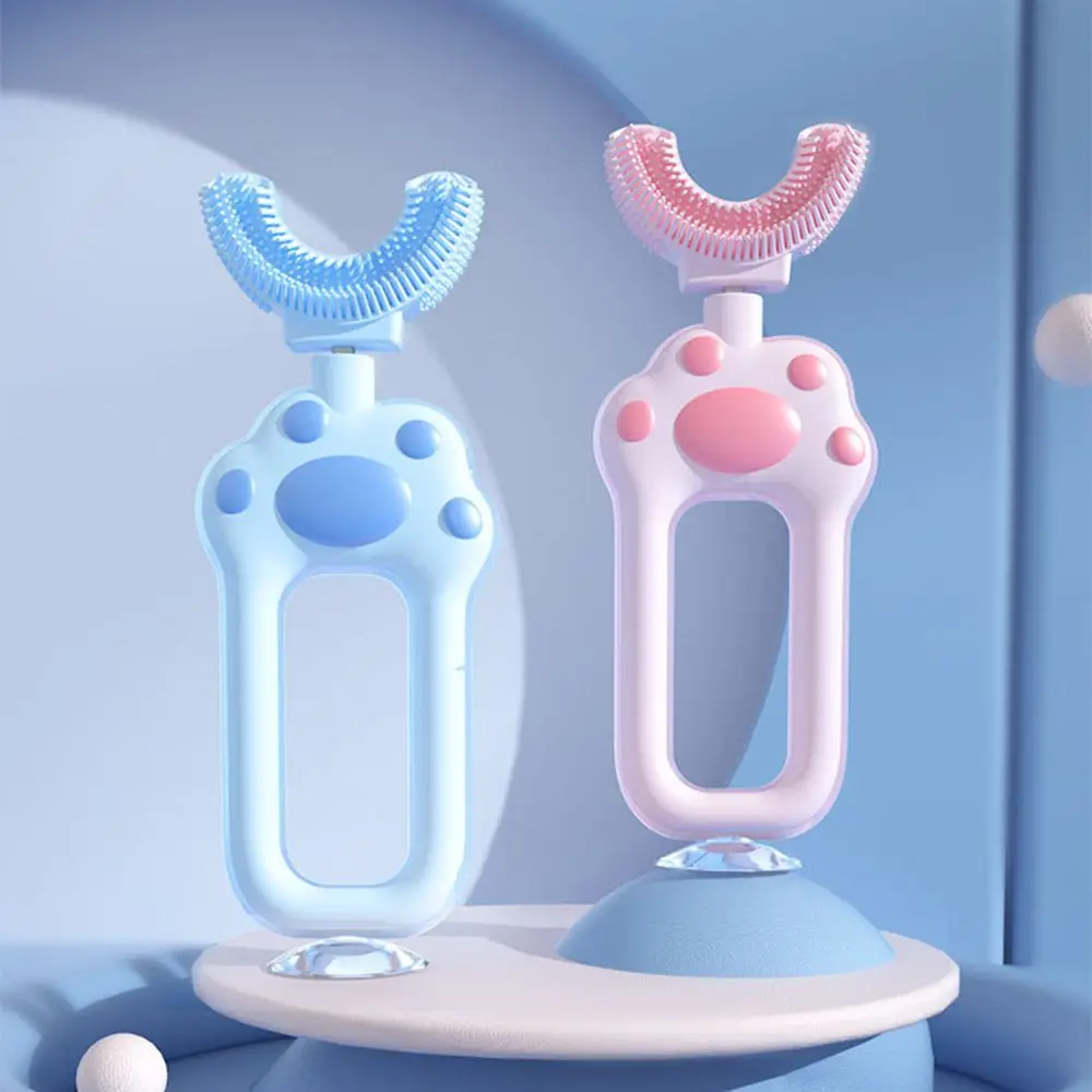 

2-6 Years Soft Children 360° Dental Care Toddlers Silicone Brush Claw Toothbrush Manual Toothbrush Baby U-shaped Toothbrush