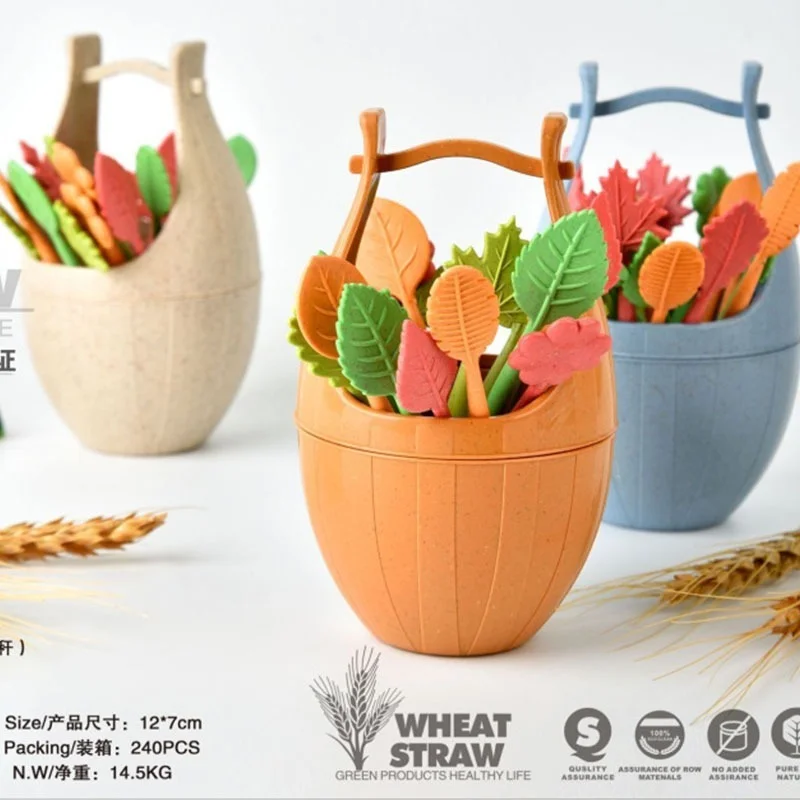 

Вилка для фруктов в виде листьев, пшеничной соломы