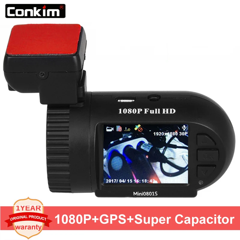 Conkim DVR/Dash камеры MINI 0801S 1080P 30FPS супер конденсатор WDR защита от низкого напряжения