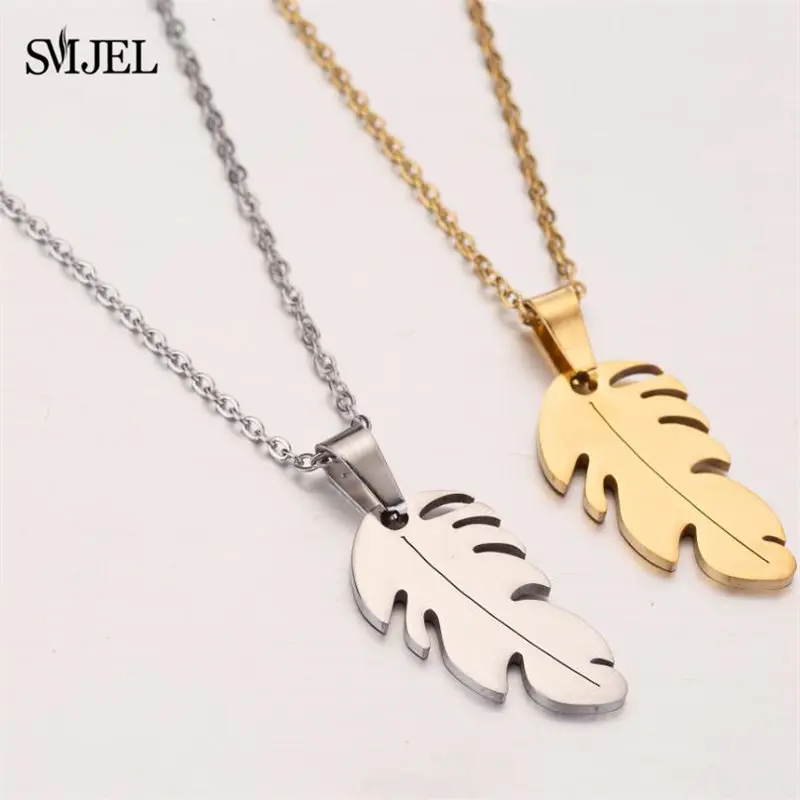 SMJEL Korean Style Stainless Steel Necklace Women Fashion Basketball Puzzle Key Feather Best Friend Choker Gif | Украшения и