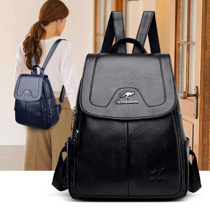

Black Back pack School Bag for WOMEN 2020 Tassel Leather Backpack for Teenage Girl Bagpack mochila Escolar mujer sac a dos bolso