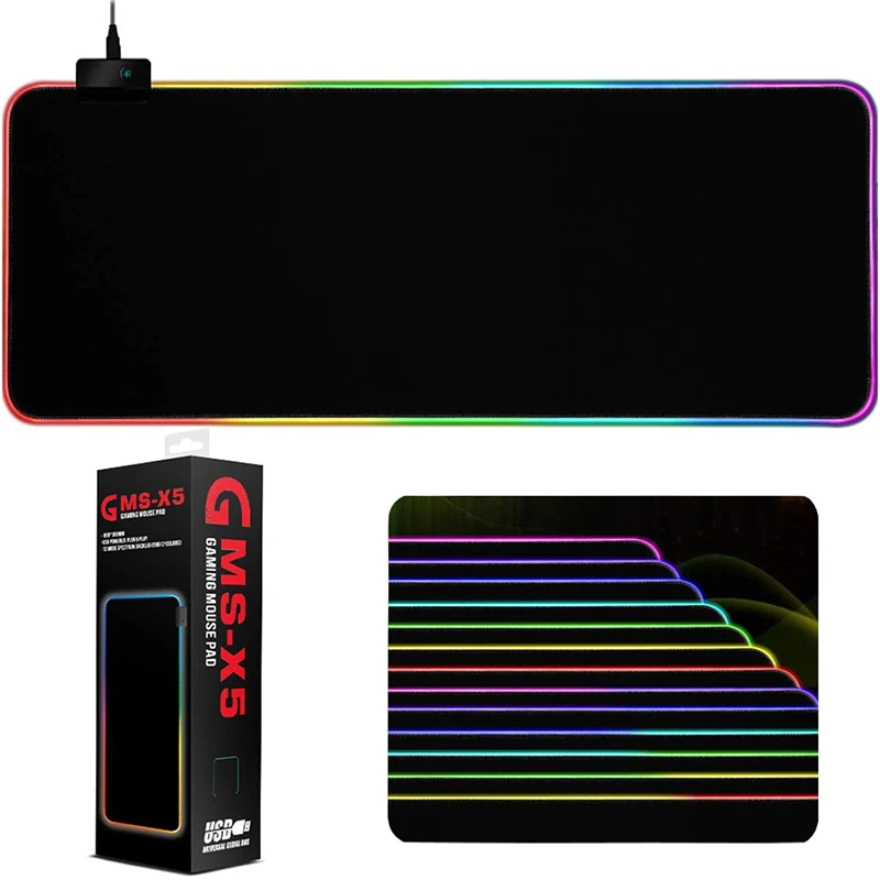 Игровой коврик для мыши RGB большой коврик для мыши геймер большая мышь Коврик для компьютерной мыши светодиодная подсветка XXL поверхность Mause Pad клавиатура Настольный коврик