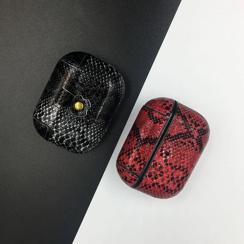 Змеиной кожи наушники из искусственной чехол для Apple Airpods Pro крышка Bluetooth