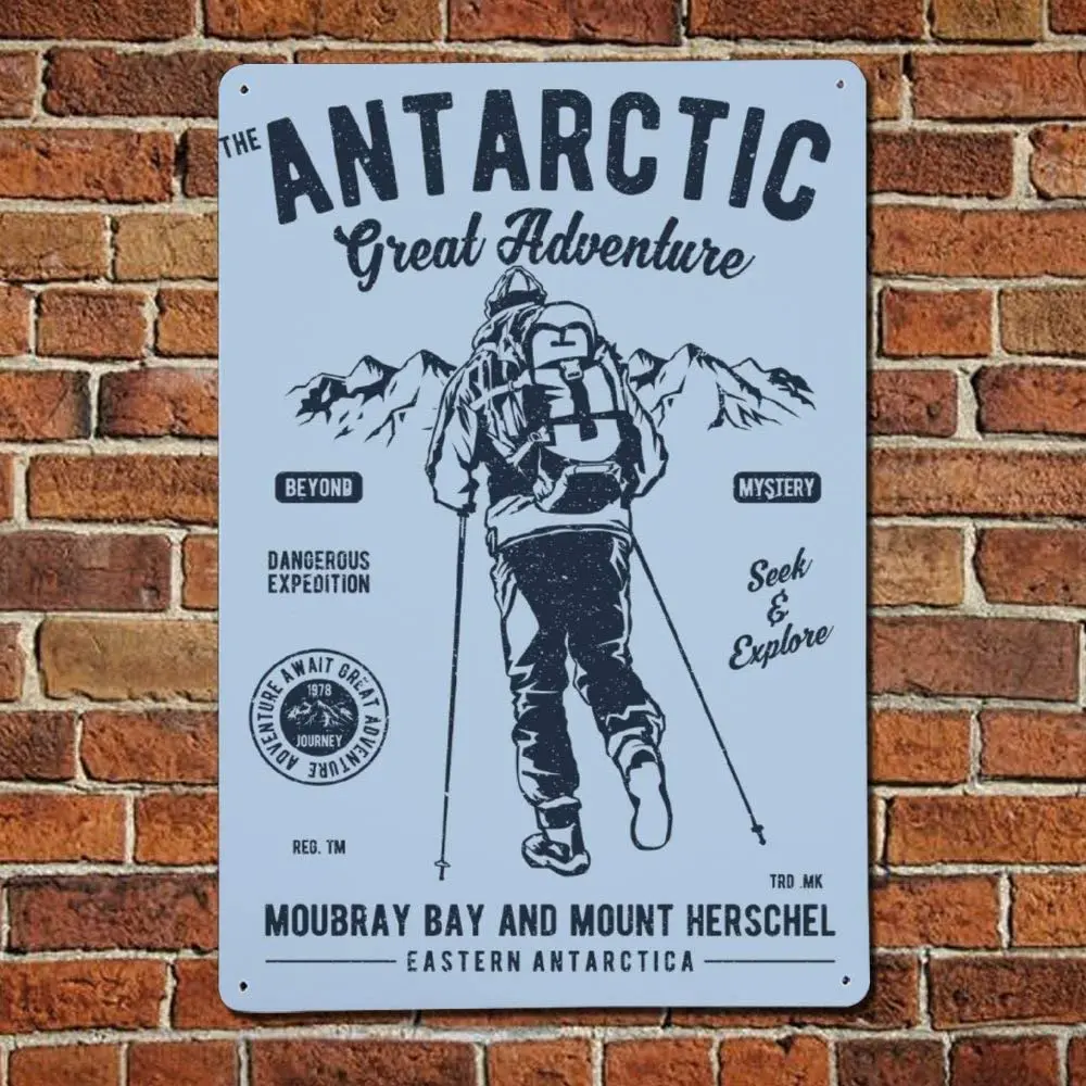 

None Brand Antarctic Adventure Retro Street Sign,Skiing Vintage Metal Sign,Rustic Bar Men Cave Garden Wall