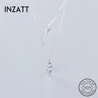 Женское Ожерелье в виде капли воды INZATT, изящное ожерелье из настоящего серебра 925 пробы с цирконием, аксессуары в минималистическом стиле