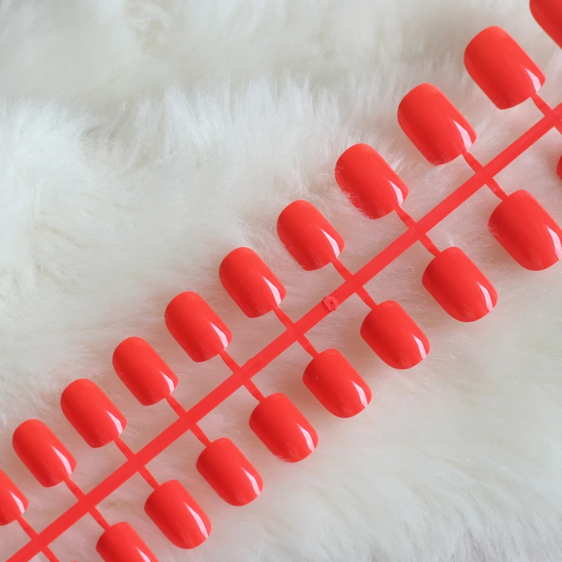 New design hot money solid color candy false nails short round head 24pcs red Orange N0105 | Красота и здоровье