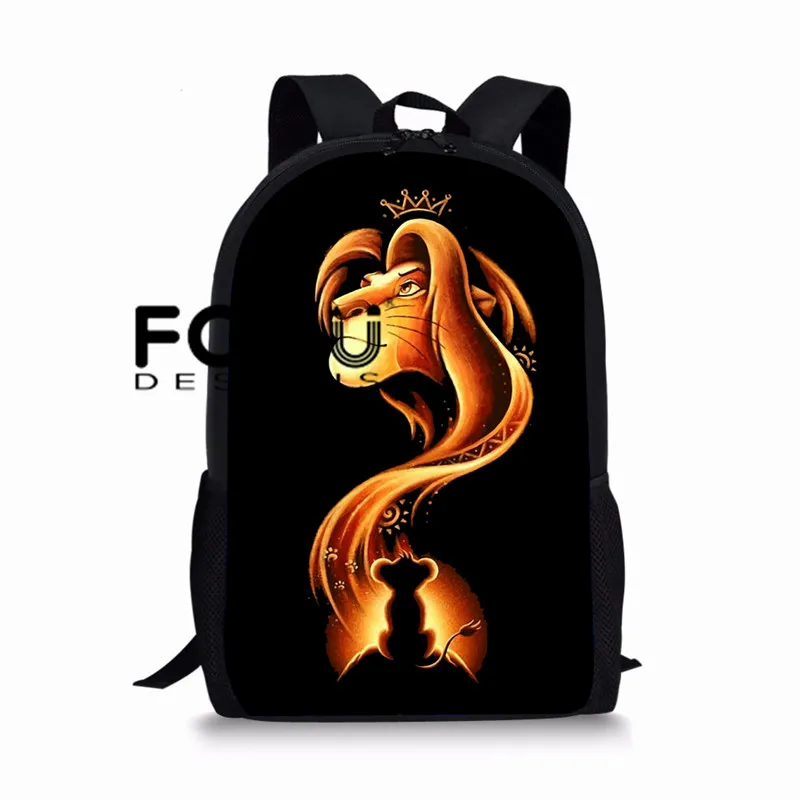 L5444C FORUDESIGNS/Школьный рюкзак с принтом «Король Лев» для мальчиков, повседневный мужской рюкзак для подростков, винтажная сумка с рисунком, 16 дюймов, Детская сумка - Цвет: L5444C