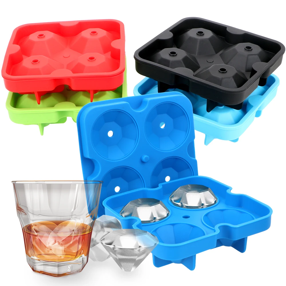 

Silicone Ice Ball Maker Mold Diamond Shape Ice Cube Tray for Whiskey Cocktails Kitchen Tool