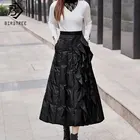 Женская длинная юбка-трапеция с высокой талией, черная Повседневная Длинная свободная юбка-размера плюс, модель B0N111N, зима 2019