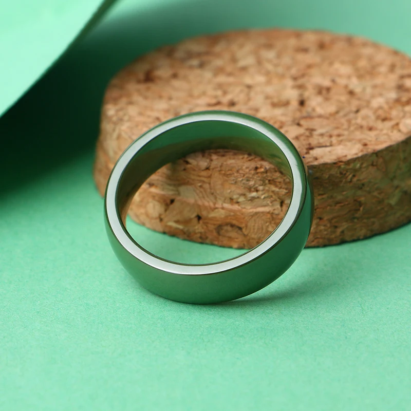 New Wide 6mm Beautiful Smooth Ceramic Woman Ring High Quality Healthy Green Wholesale Jewelry For Girl Party Wedding Gift | Украшения и