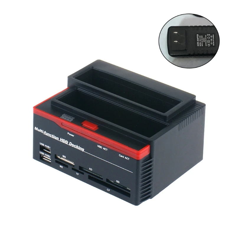 

HDD Base Enclosure,Usb2.0 IDE+SATA Dual-Disk Hard Disk Dock Enclosure Card Reader Hard Disk Dock Hdd Hard Disk One-key Backup