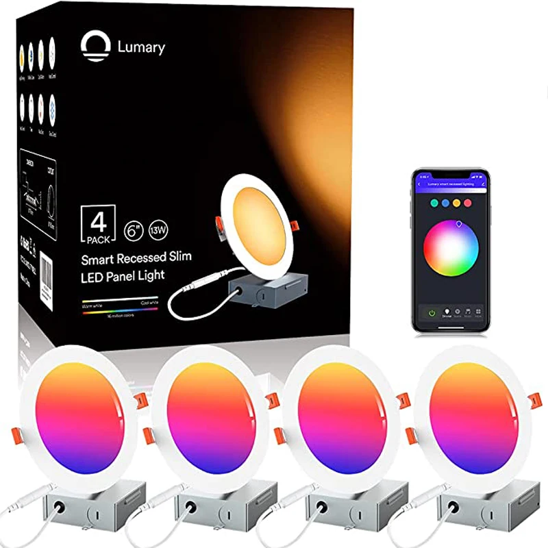 

Lumary встраиваемое освещение 6 '13w Smart WiFi Ультратонкие светодиодные лампы 1100LM потолочный светильник с распределительной коробкой совместимый ...