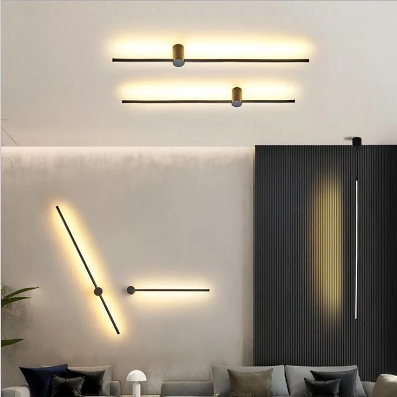 Minimalist Strip Pendant Lights Living Room Bedroom Bedside Lamp Nordic LED Line Hanging Lamparas De Techo Colgante Moderna AC