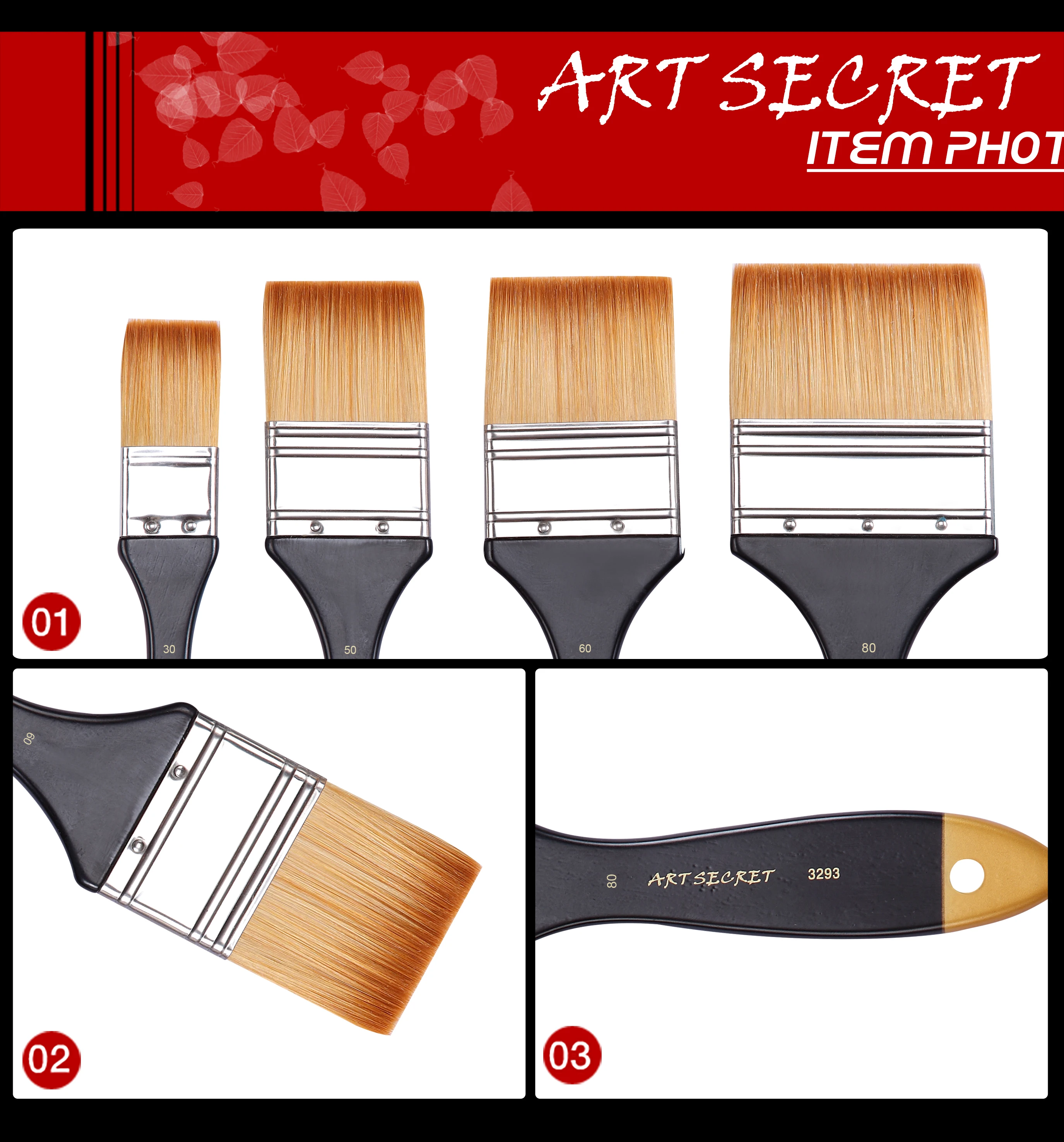 Artsecret 3293 акриловая кисть для акварели искусственные волосы деревянная ручка