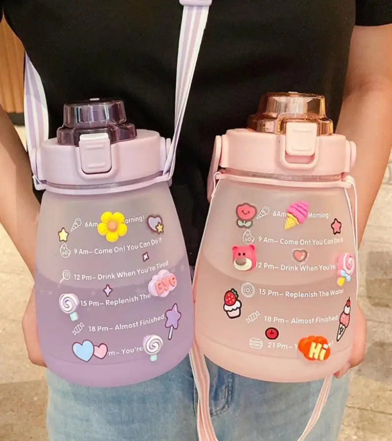 

1400ml Sports Water Bottle Female Kettle Large Capacity Portable Climbing Water Bottles Gym Space Cups Student Children Bottle
