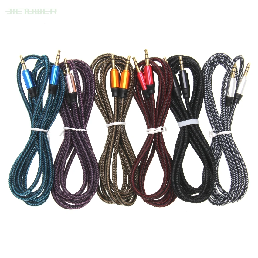 

1.8m Jack Aux Cable 3.5 Mm To 3.5mm Audio Cable Male To Male Kabel Gold Plug Car Aux Cord for Iphone Samsung Xiaomi 50pcs/lot