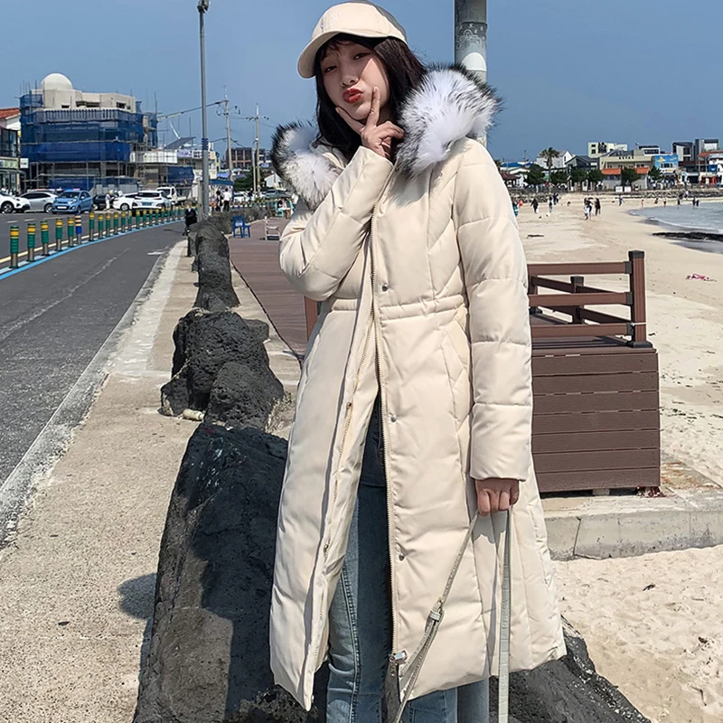 Winter Jacket Female Parka Coat hoodie Down Cotton Jacket big fuax Fur collar Long Hooded thick Parkas Coat Women