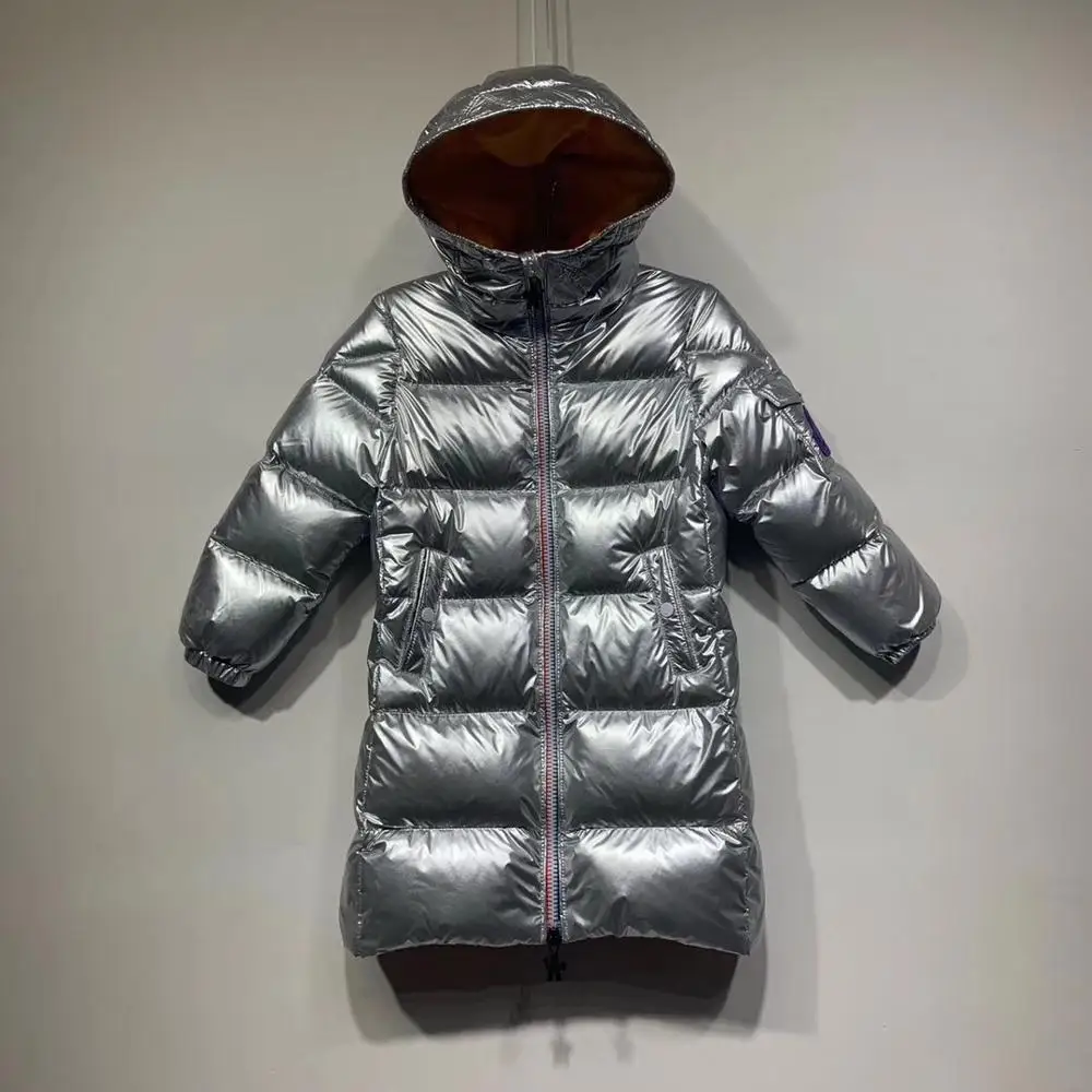 Утепленные длинные короткие куртки-пуховики для мальчиков и девочек из 90%