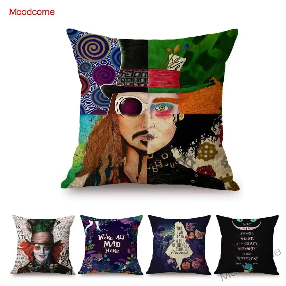 Декоративная подушка для дивана с героями мультфильмов Алиса в стране Wonderland