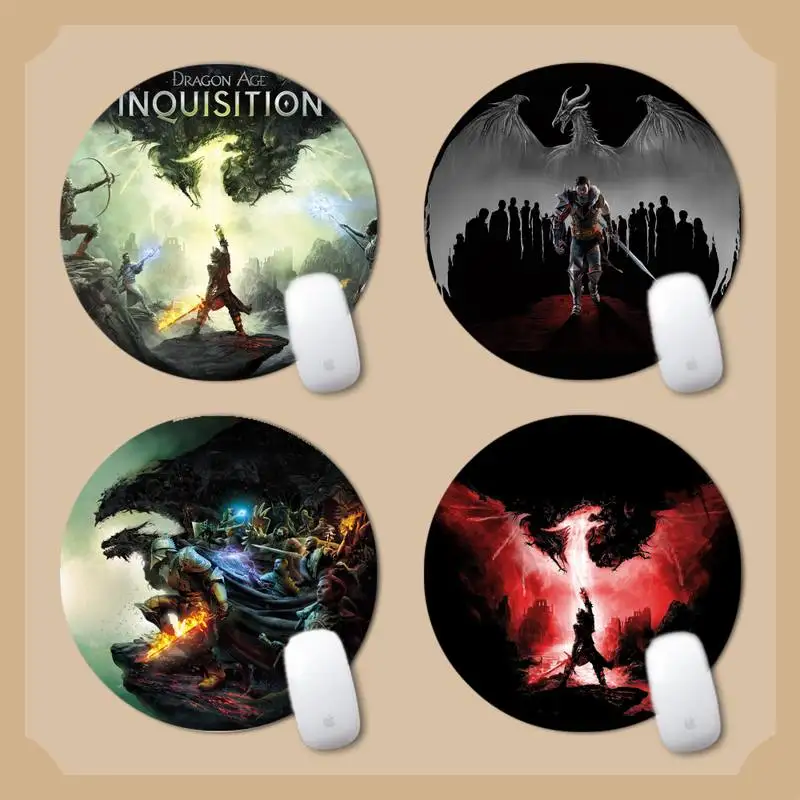 

Резиновый игровой коврик для мыши Dragon age, Настольный коврик для защиты стола, круглый коврик для мыши для геймеров в офисе, Нескользящая поду...