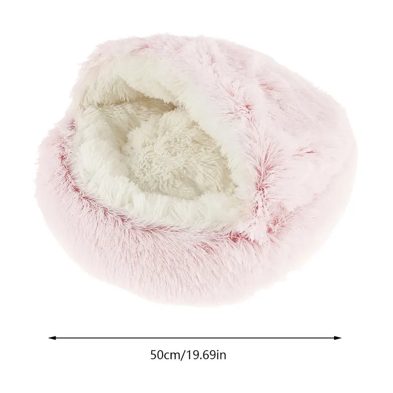 

2 In 1 Pet Cat Bed Foldable Round Cat Dog Winter Warm House Soft Long Plush Sleeping Bed for Small Dogs Cats Nest Cat Product